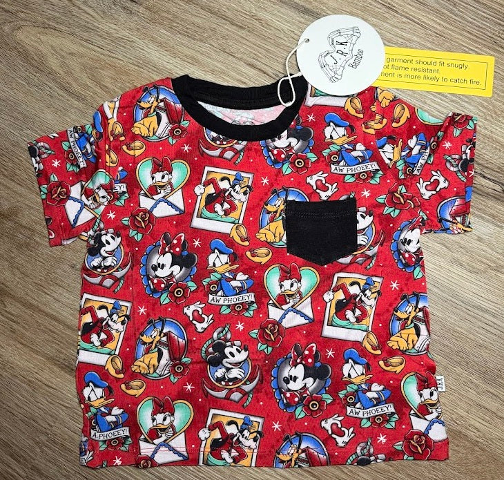 Red Retro Crew Pocket Tee