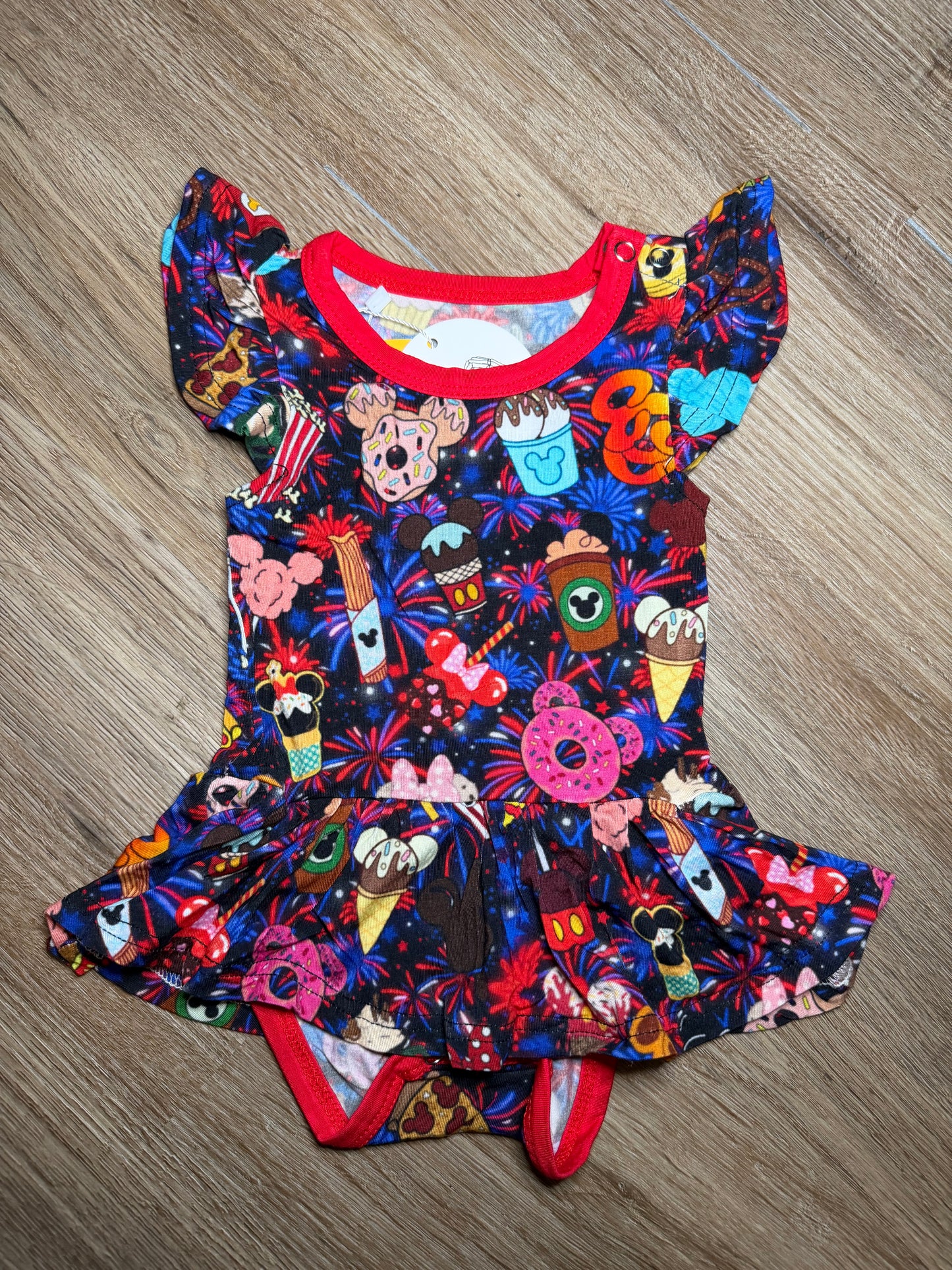 Nighttime Snacktacular - Flutter Sleeve Bodysuit Twirl