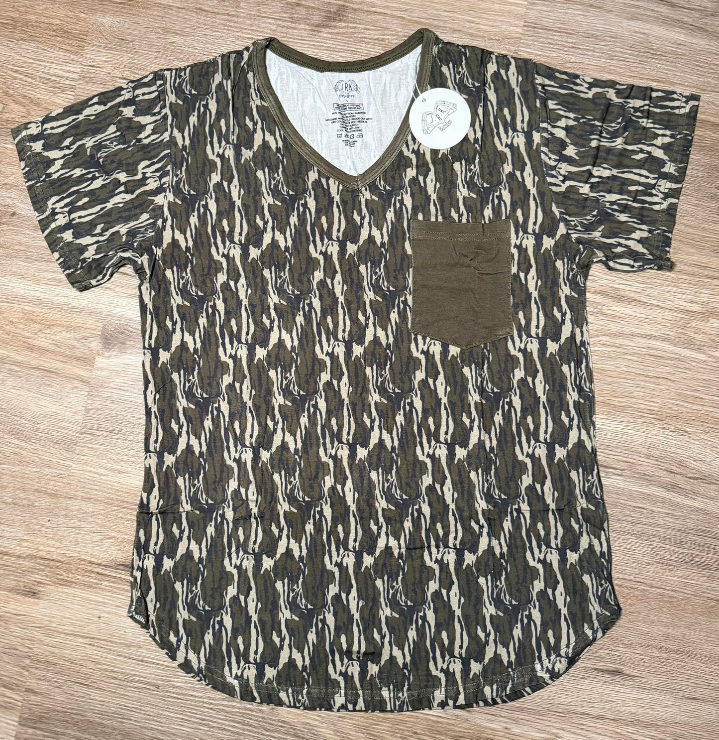 Bottomland Camo - V-Neck Pocket Tee