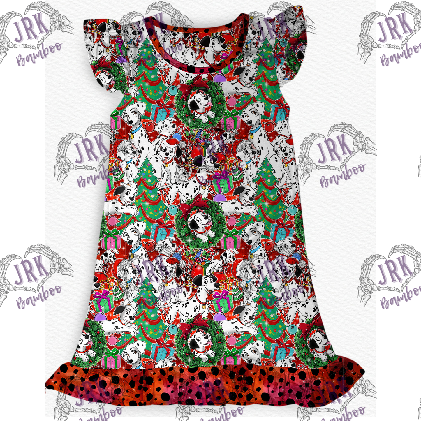 Christmas Pups - Flutter sleeve twirl