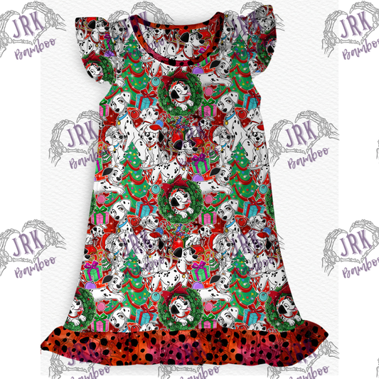 Christmas Pups - Flutter sleeve twirl