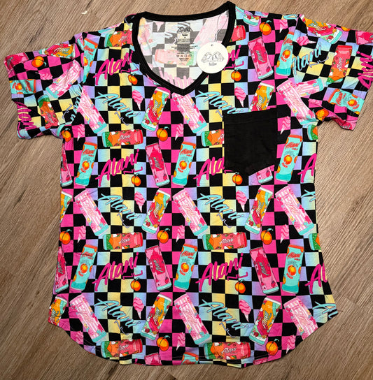 Pink Energy Drink Era - V-Neck Pocket Tee