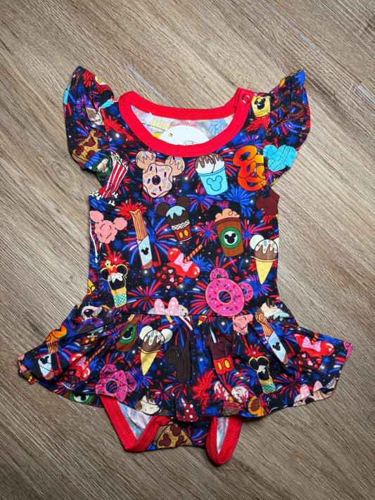 Nighttime Snacktacular - Flutter Sleeve Bodysuit Twirl
