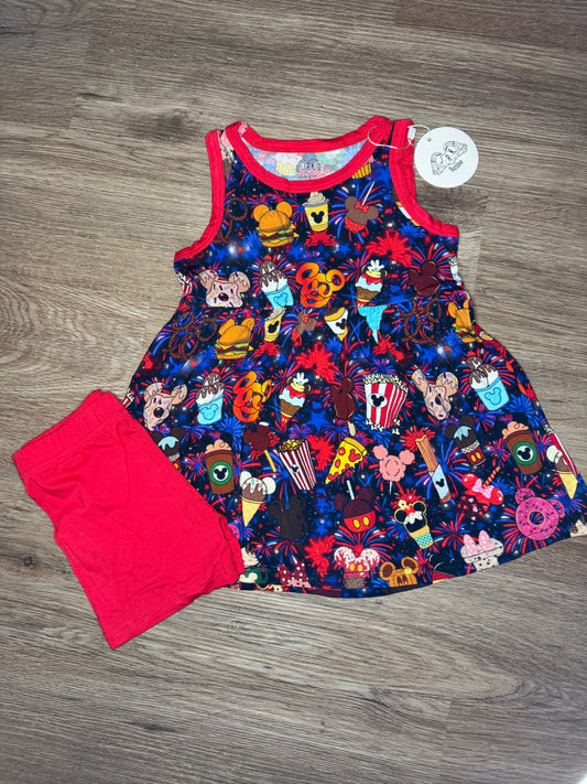 Nighttime Snacktacular - Tank Top Peplum and Biker Shorts Set